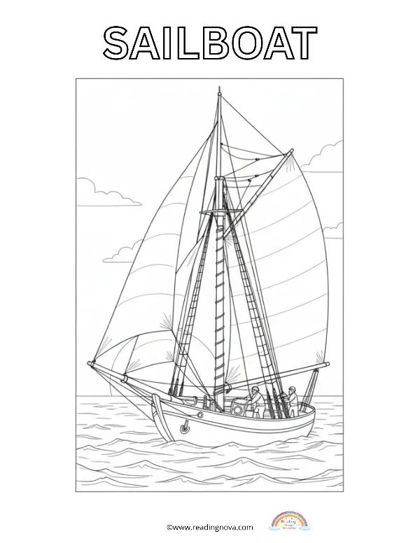 Free colouring page: Sailboat