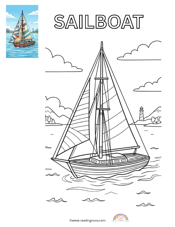 Free colouring page: Sailboat