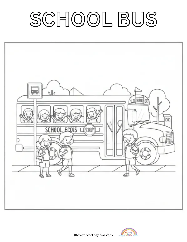 Free colouring page: School Bus