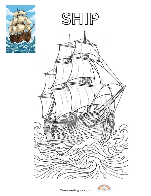 Free colouring page: Ship