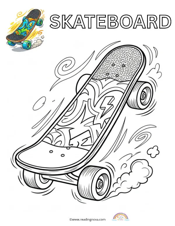Free colouring page: Skateboard