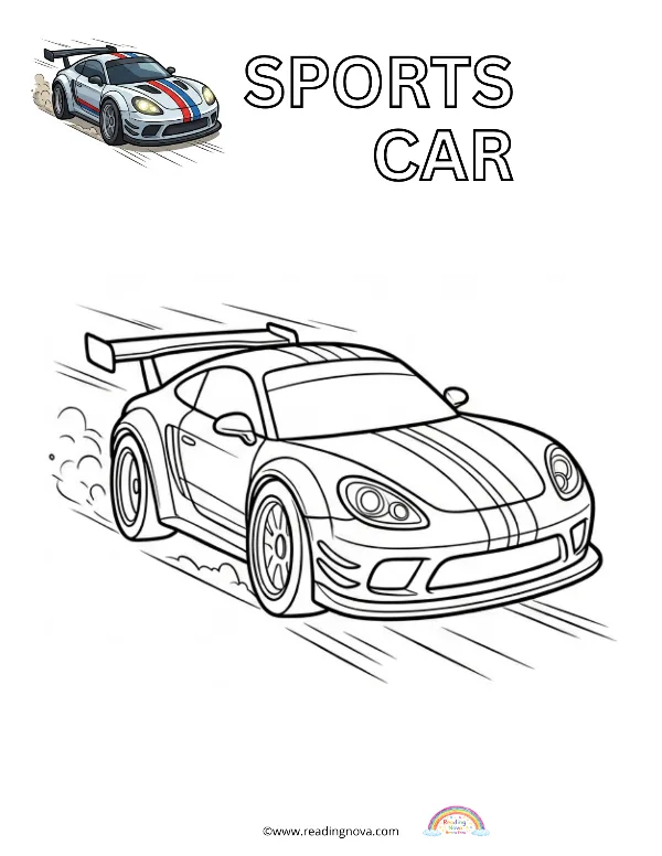 Free colouring page: Sports Car