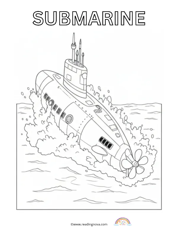 Free colouring page: Submarine