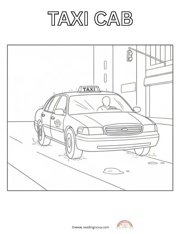 Free colouring page: Taxi Cab