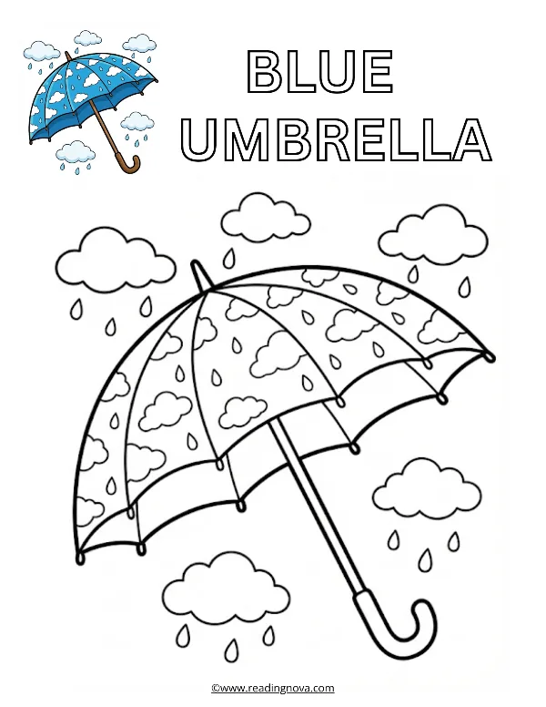 Free colouring page: Blue Umbrella