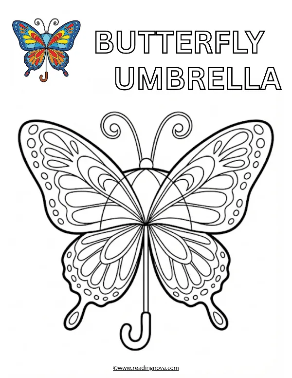 Free colouring page: Butterfly Umbrella