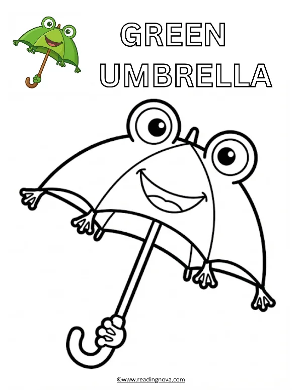 Free colouring page: Green Umbrella