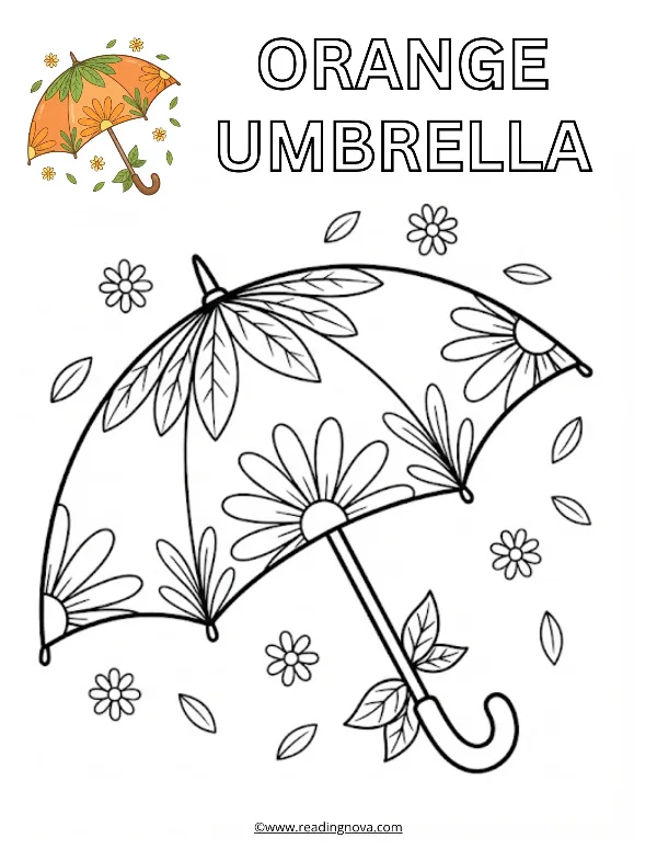 Free colouring page: Orange Umbrella