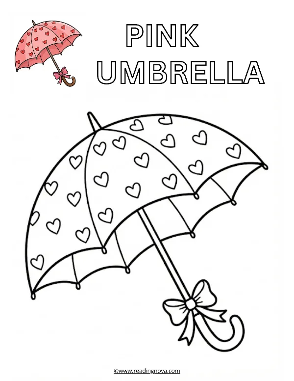 Free colouring page: Pink Umbrella