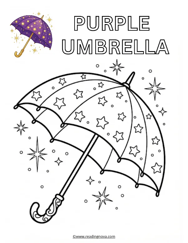 Free colouring page: Purple Umbrella