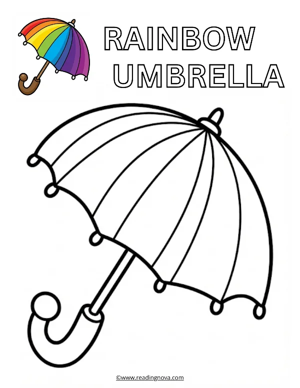 Free colouring page: Rainbow Umbrella