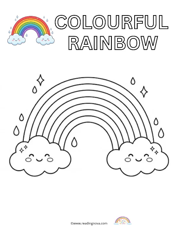 Free colouring page: Colourful Rainbow