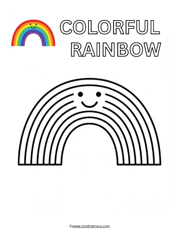 Free colouring page: Colourful Rainbow