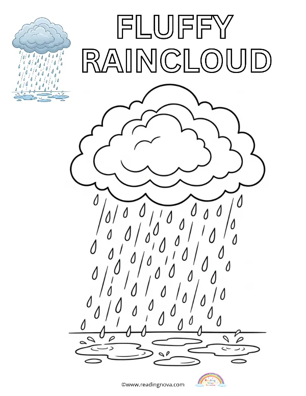 Free colouring page: Fluffy Raincloud