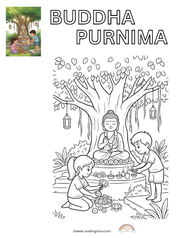 Free colouring page: Buddha Purnima
