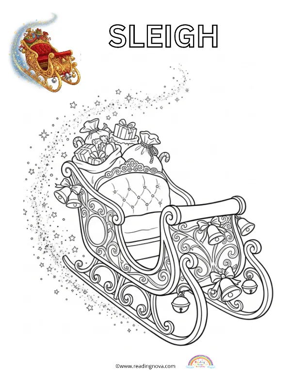 Free colouring page: Sleigh