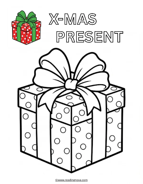 Free colouring page: X-Mas Present