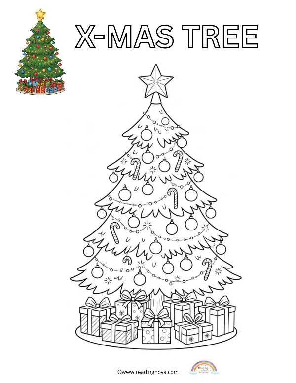 Free colouring page: X-Mas Tree