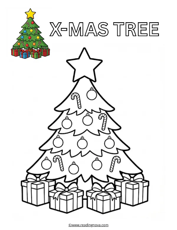 Free colouring page: X-Mas Tree