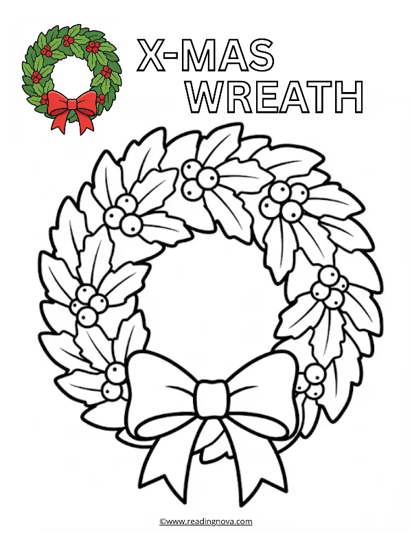 Free colouring page: X-Mas Wreath