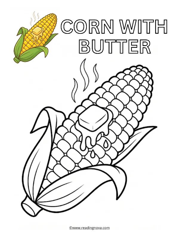 Free colouring page: Corn with Butter