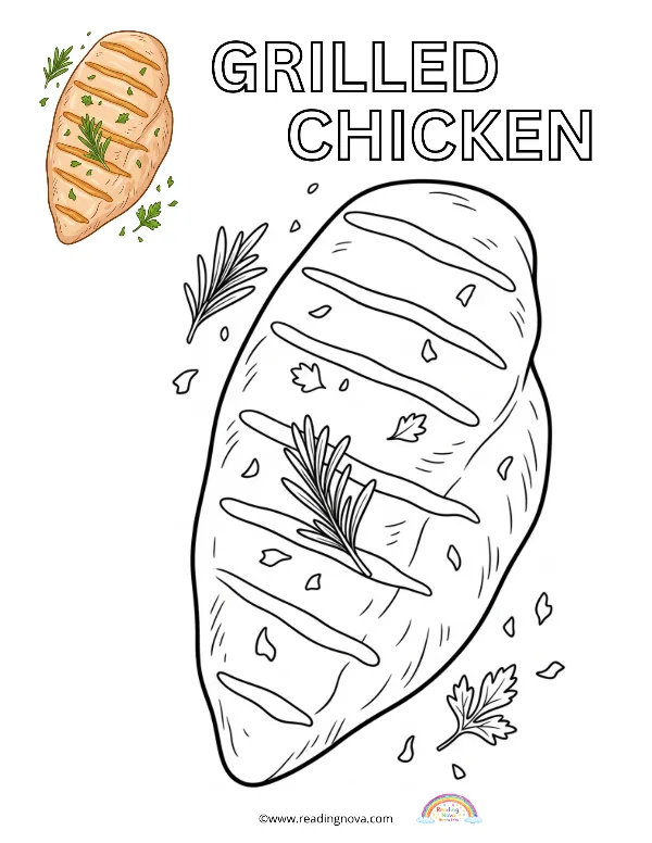 Free colouring page: Grilled Chicken