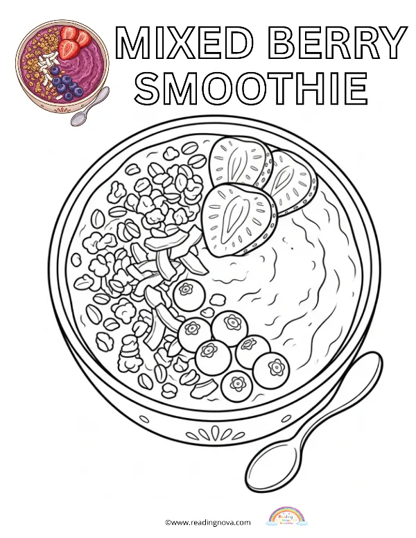 Free colouring page: Mixed Berry Smoothie