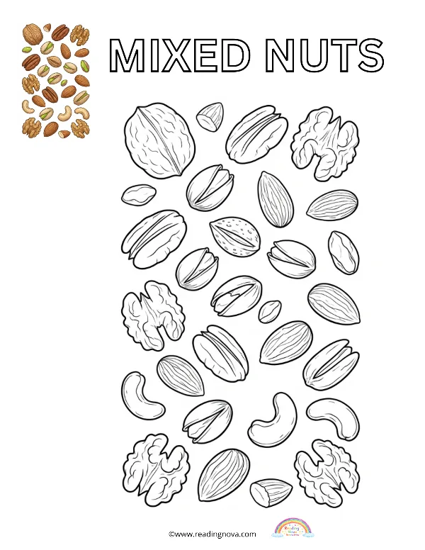 Free colouring page: Mixed Nuts