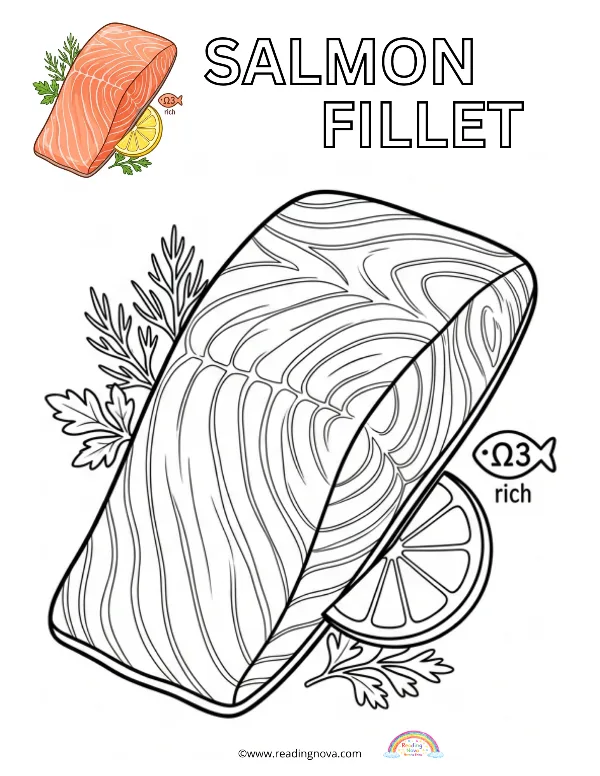 Free colouring page: Salmon Fillet