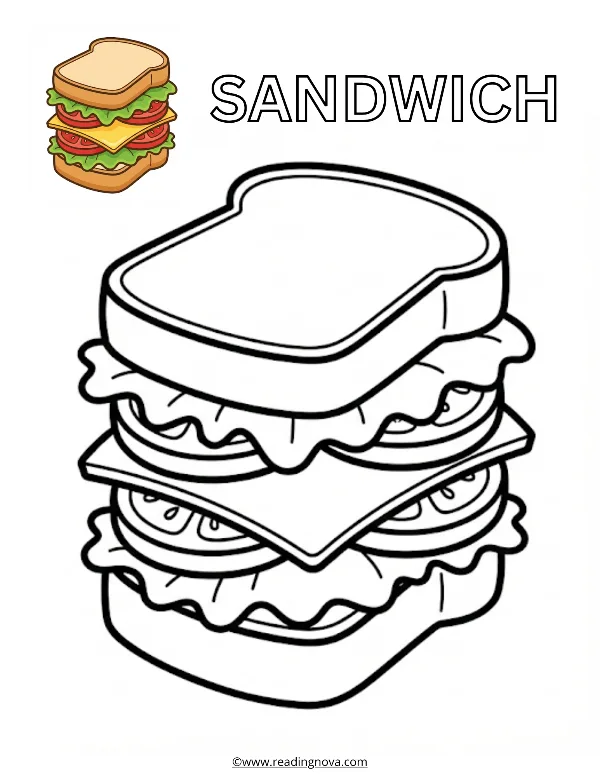 Free colouring page: Sandwich
