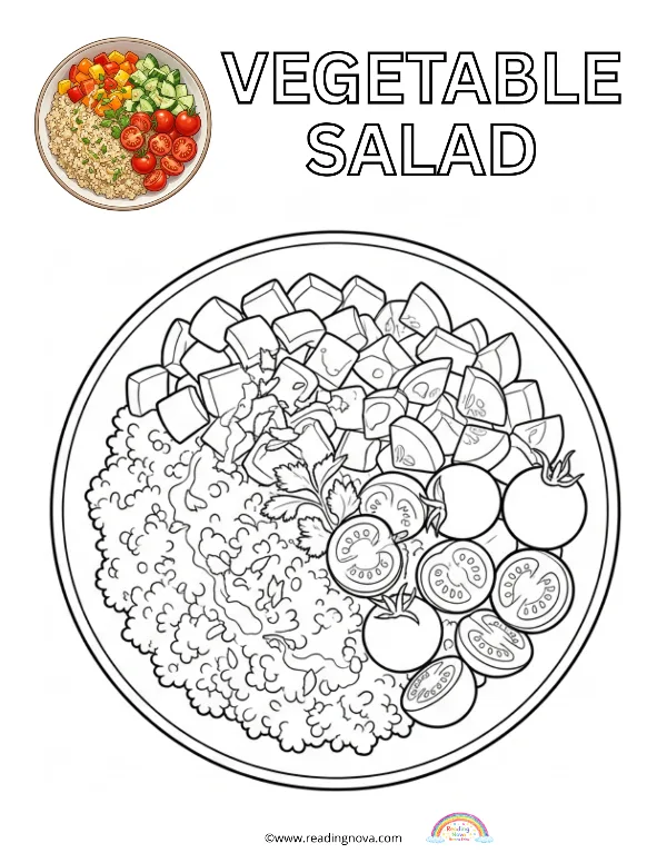Free colouring page: Vegetable Salad