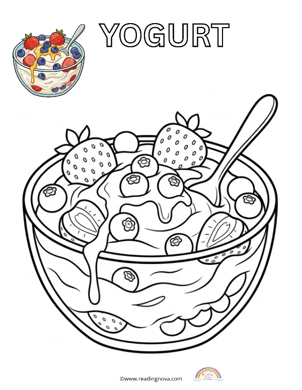 Free colouring page: Yogurt