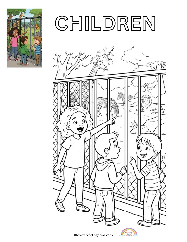 Free colouring page: Children