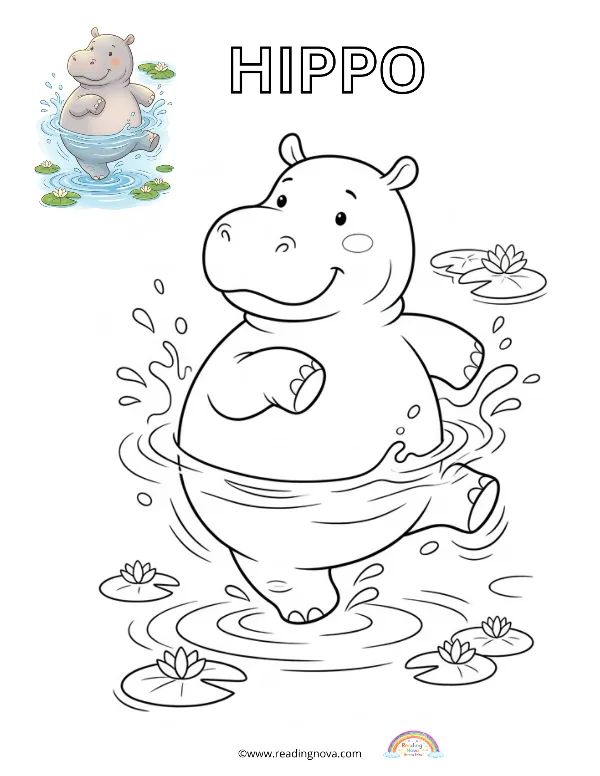 Free colouring page: Hippo