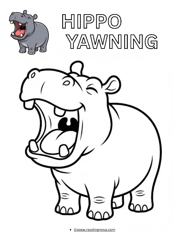 Free colouring page: Hippo