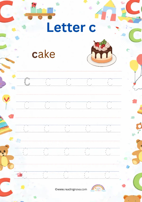 Free worksheet: Alphabet Lowercase - c