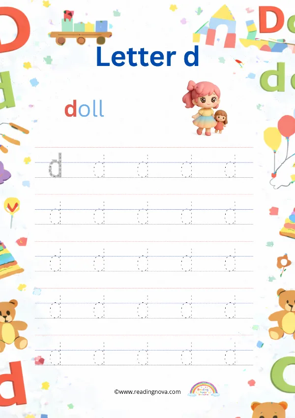 Free worksheet: Alphabet Lowercase - d