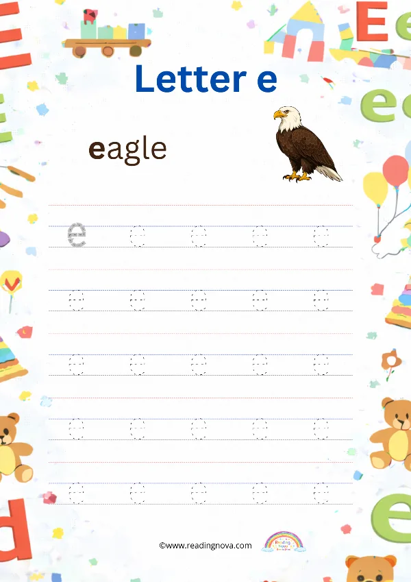 Free worksheet: Alphabet Lowercase - e