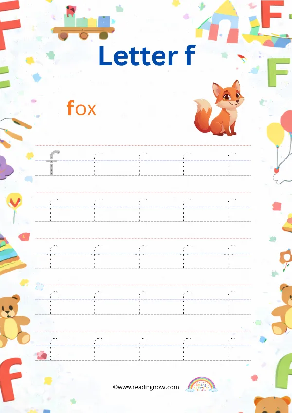 Free worksheet: Alphabet Lowercase - f
