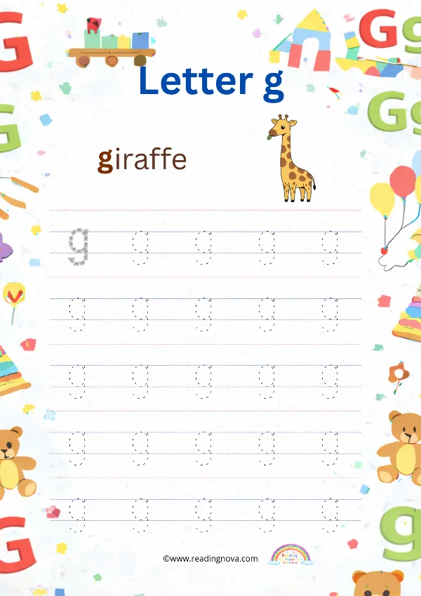 Free worksheet: Alphabet Lowercase - g