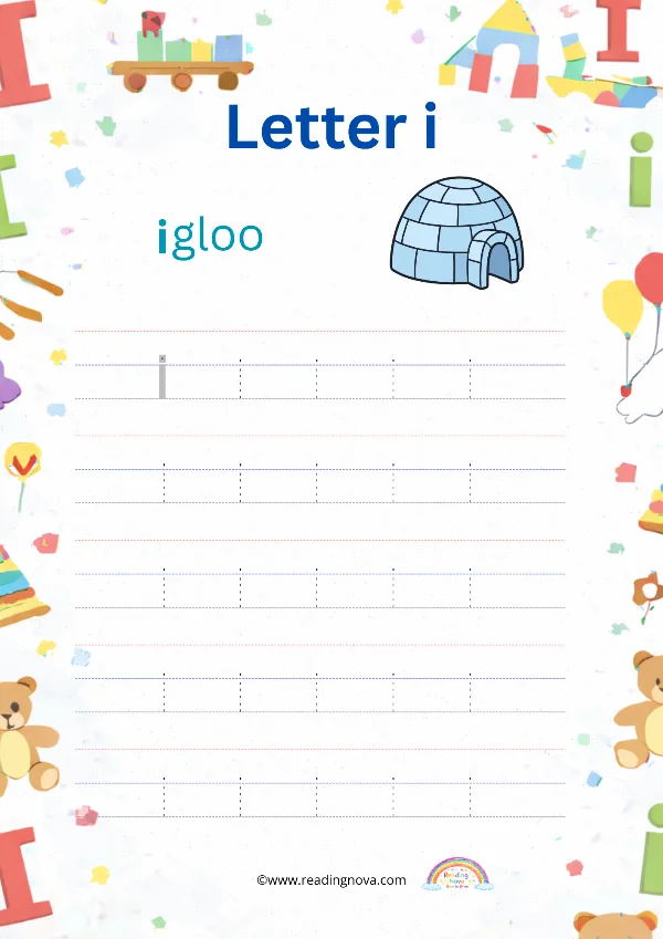 Free worksheet: Alphabet Lowercase - i