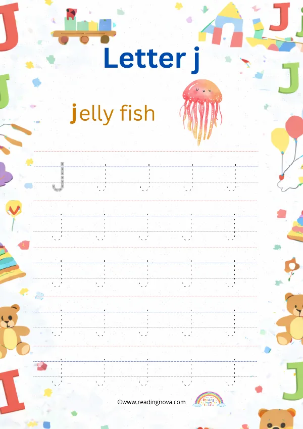 Free worksheet: Alphabet Lowercase - j