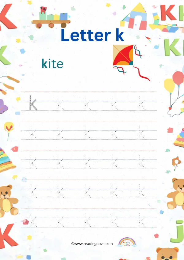 Free worksheet: Alphabet Lowercase - k