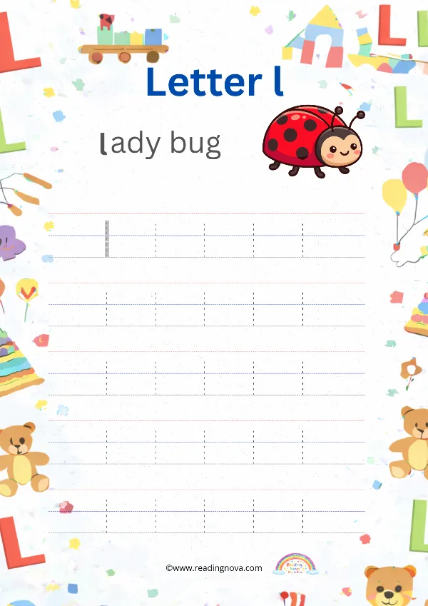 Free worksheet: Alphabet Lowercase - l