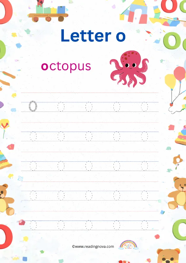 Free worksheet: Alphabet Lowercase - o