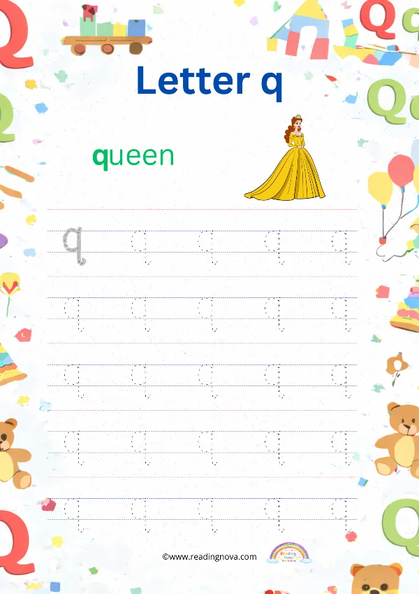 Free worksheet: Alphabet Lowercase - q