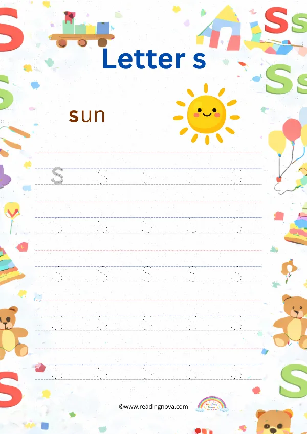 Free worksheet: Alphabet Lowercase - s