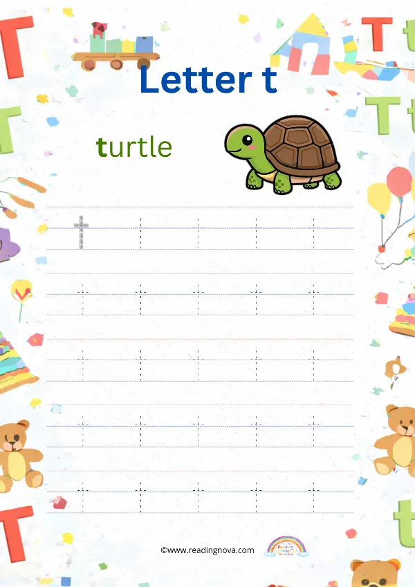 Free worksheet: Alphabet Lowercase - t