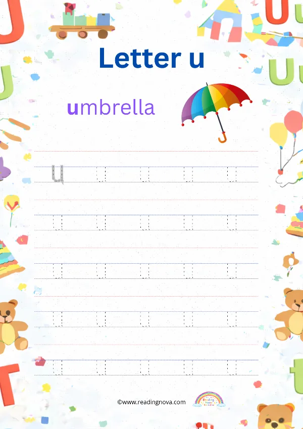 Free worksheet: Alphabet Lowercase - u