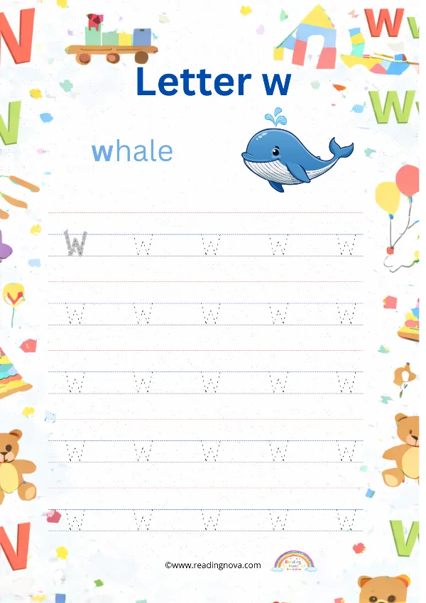 Free worksheet: Alphabet Lowercase - w